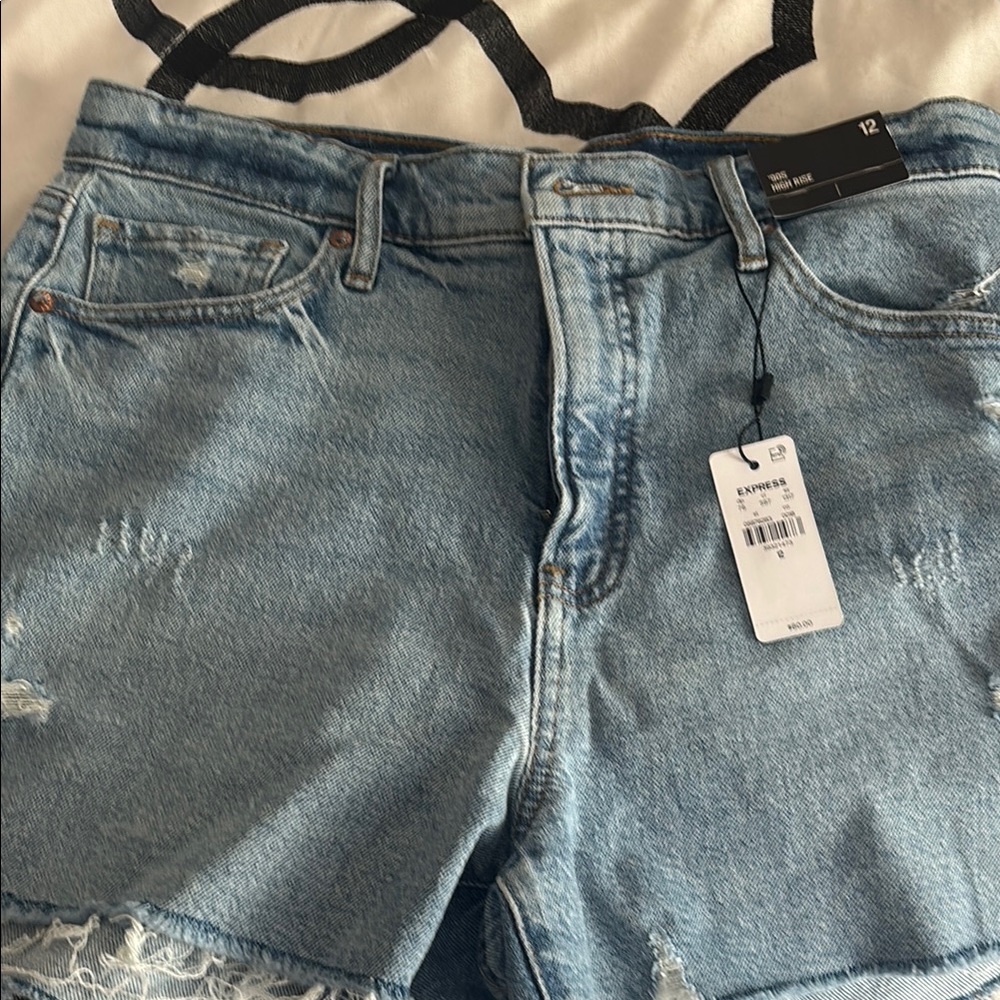 Express Blue Jean Shorts Distressed Cotton Casual